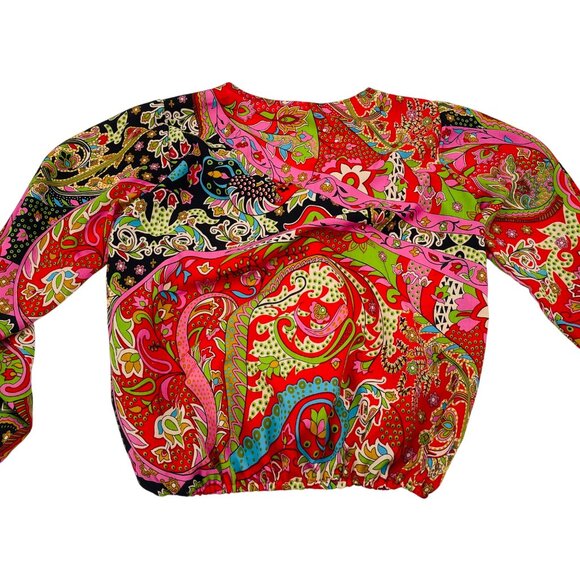 Boemo Womens Multicolor Paisley Long Sleeve Top Polyester M - Picture 5 of 5